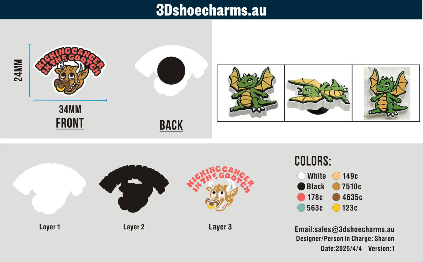 Custom Rubber Clog Charms 03AU03250404CC4Erin