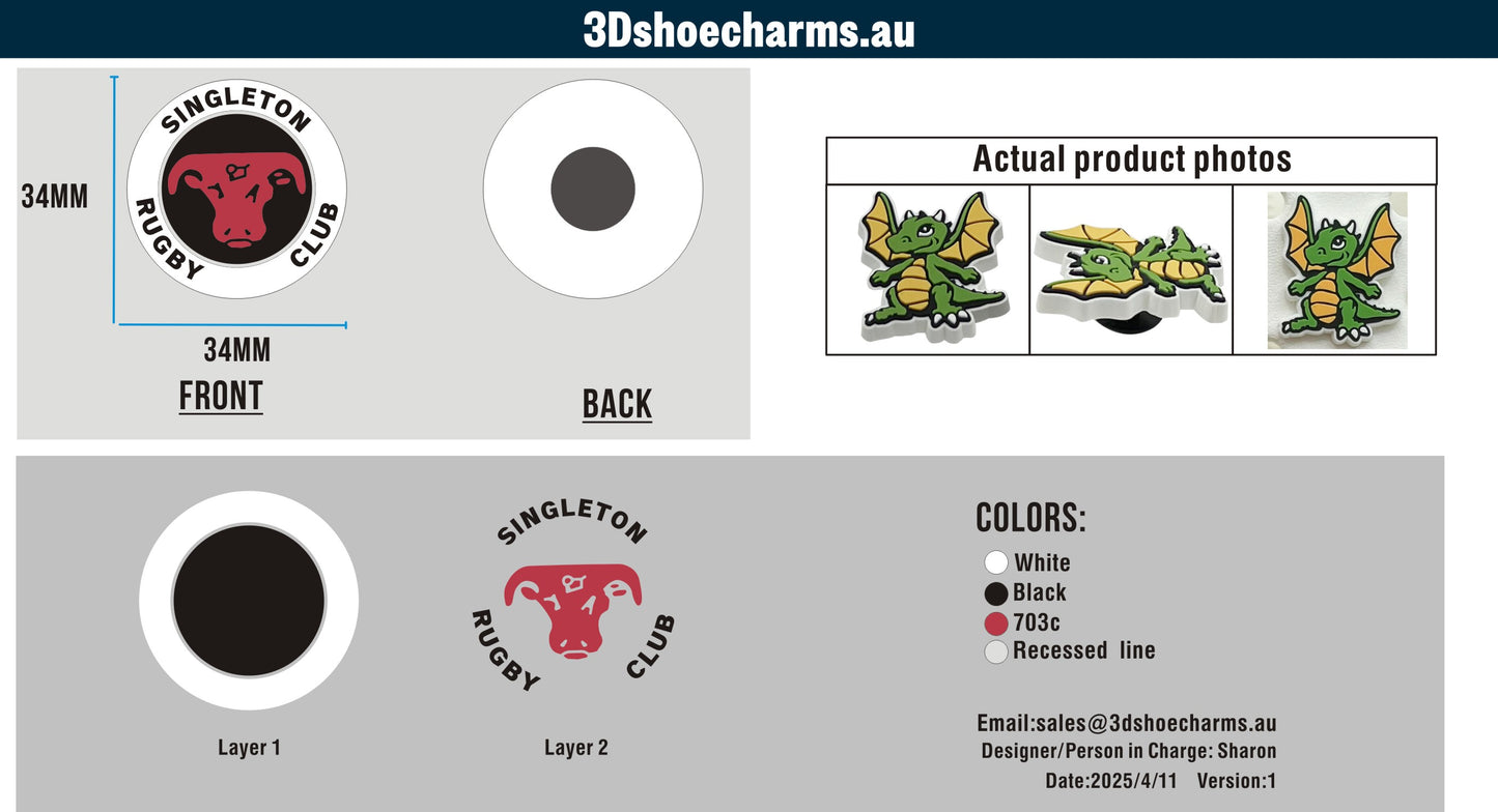 Custom Rubber Clog Charms 03AU03250411CC4Teagan