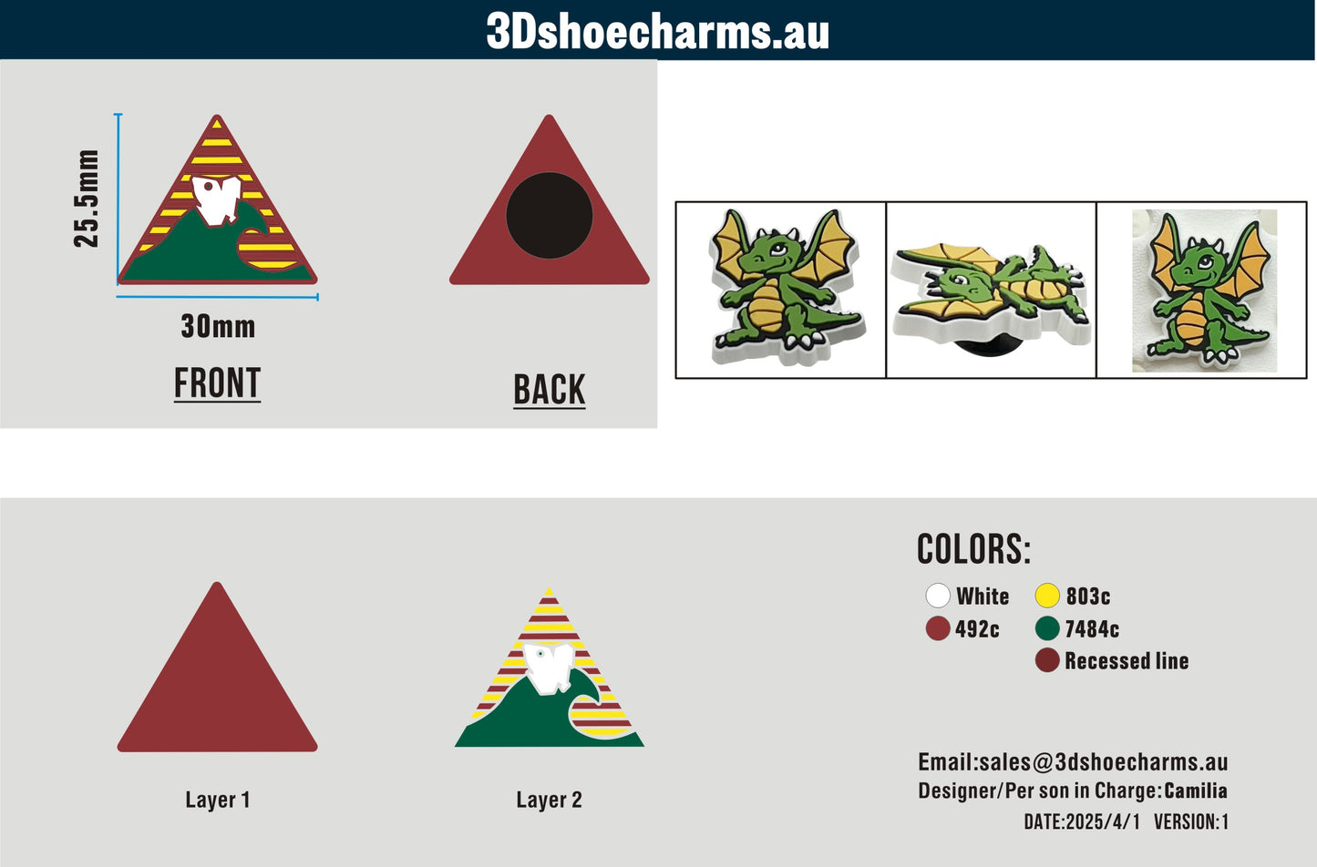 Custom Rubber Clog Charms 15AU250401Jade