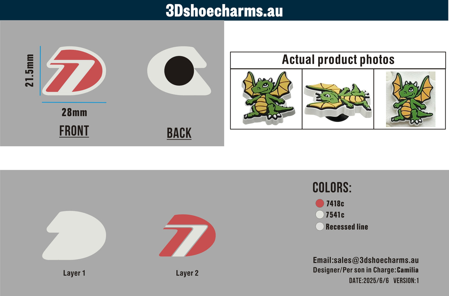 Custom Rubber Clog Charms 15AU250606David