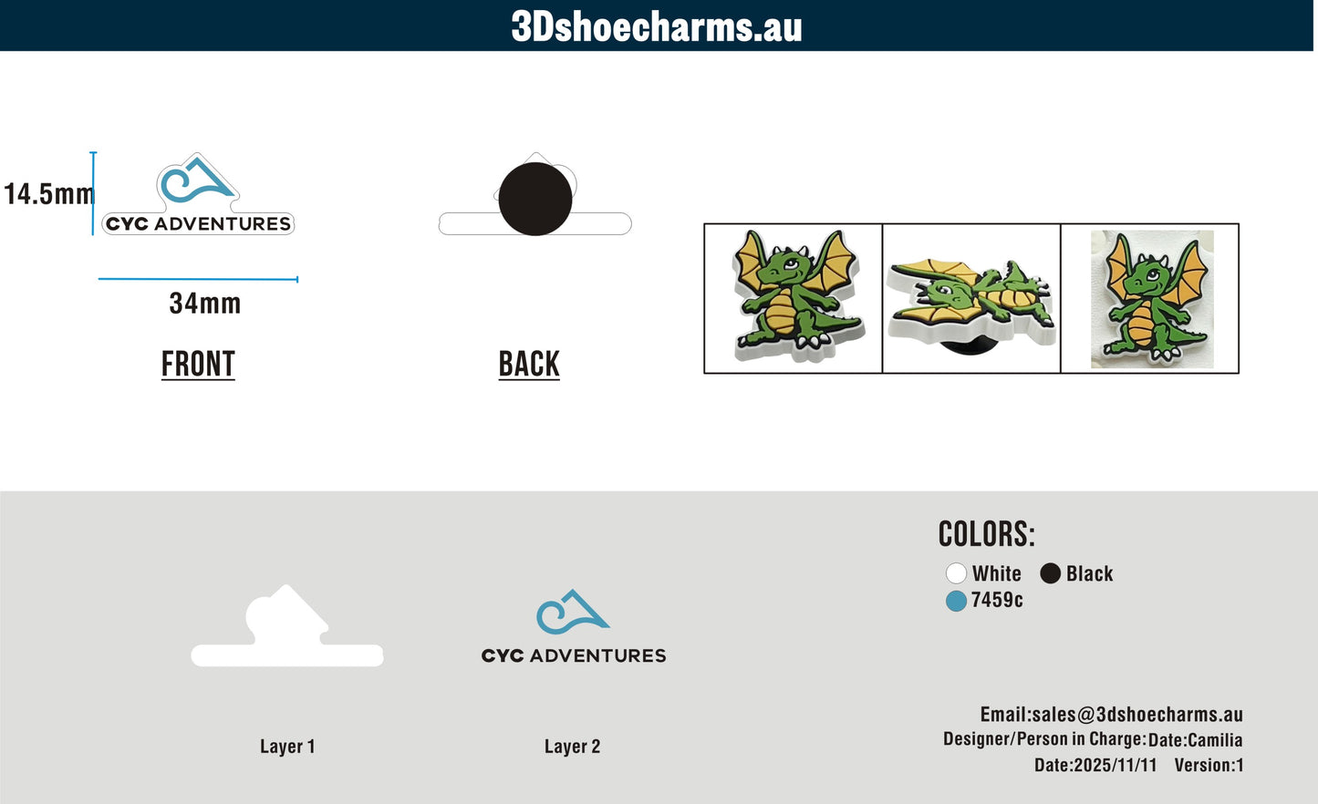 Custom Rubber Clog Charms 15AU251110Freddy