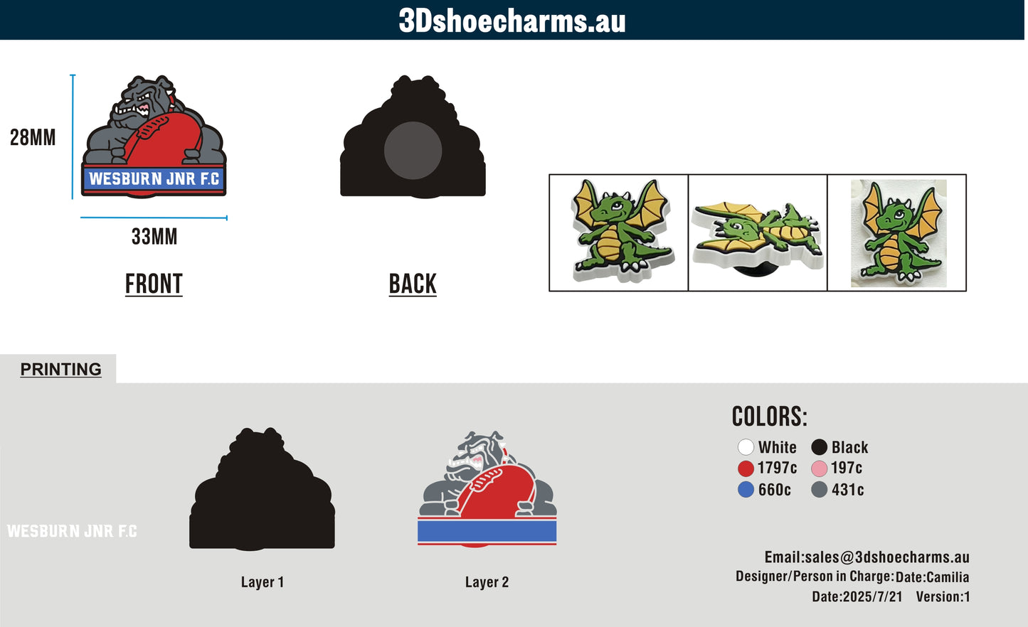 Custom Rubber Clog Charms 15AU250721Kelly