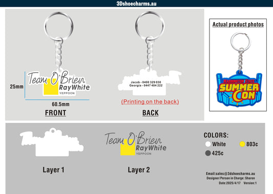 Custom 3D Die Cut Rubber Keychains 03AU03250417RK4Georgia