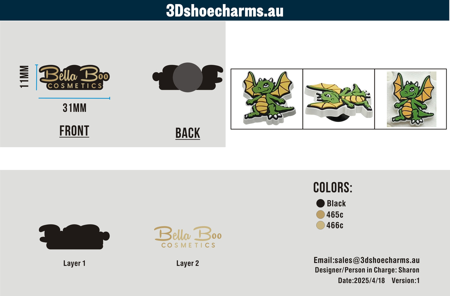 Custom Rubber Clog Charms 03AU03250418CC4Claire