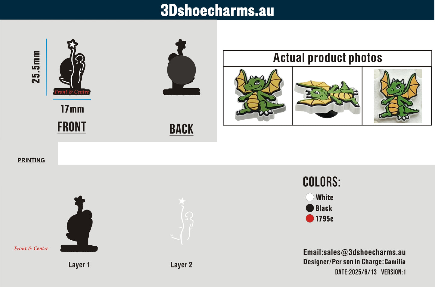 Custom Rubber Clog Charms 15AU250613Tanya