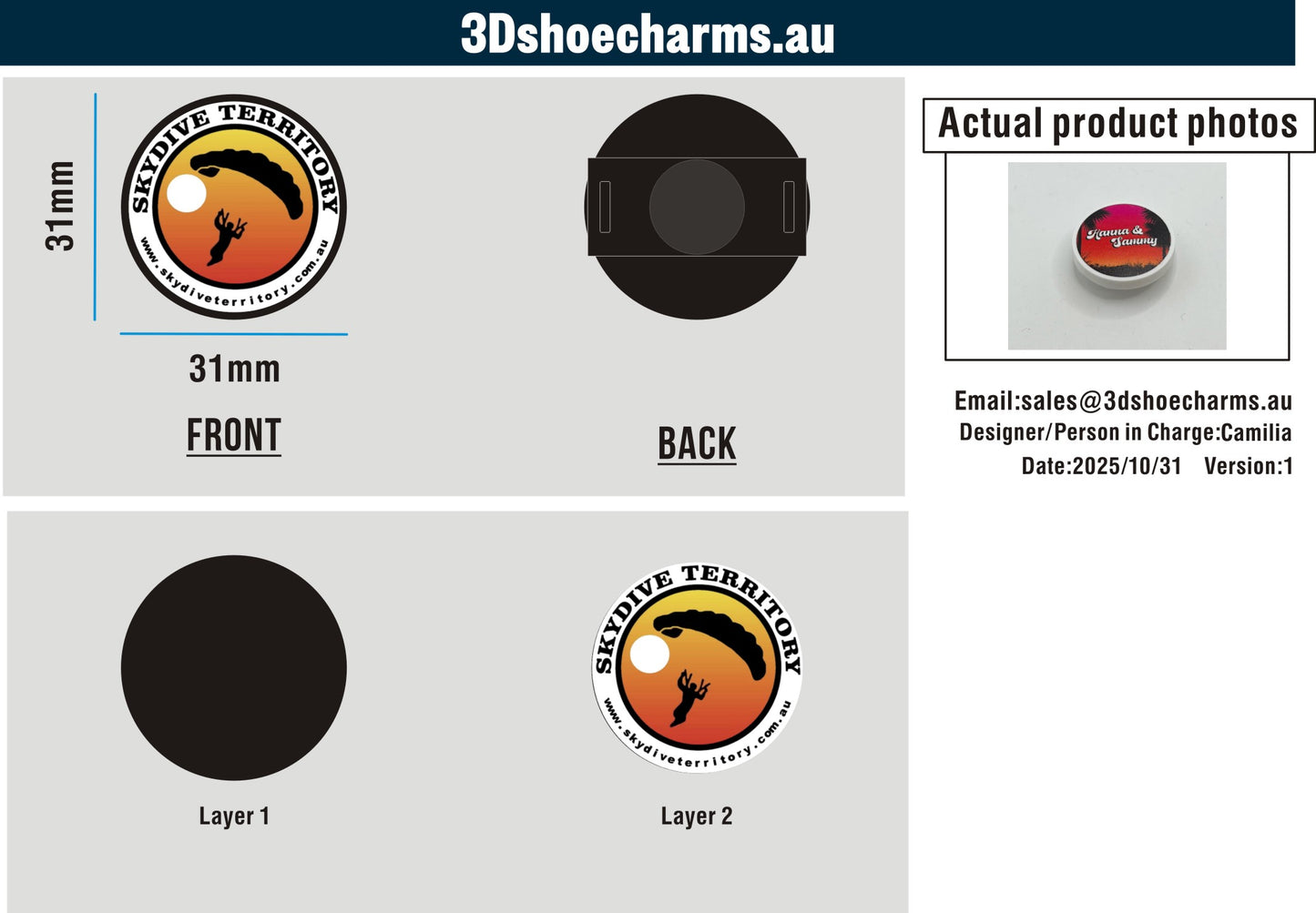 Custom UV-Priting Versatile Rubber Clog Charms 15AU251022Temma