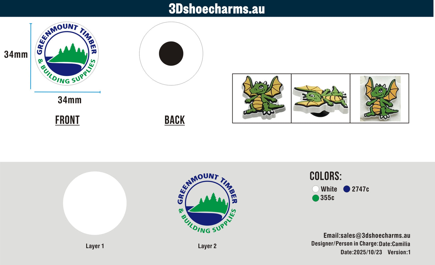 Custom Rubber Clog Charms 15AU251023Dean