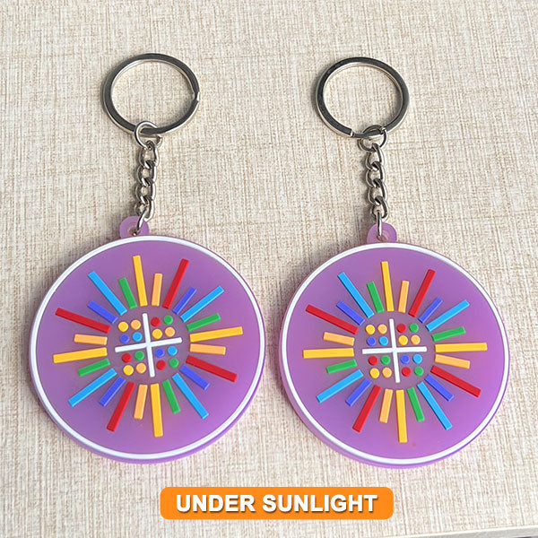 Custom Double-Sided 3D UV Color-Changing Rubber Keychain