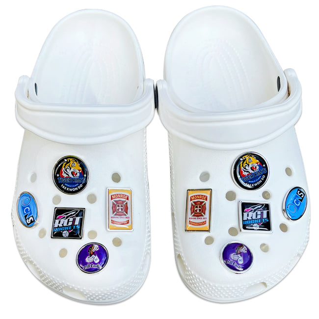 Custom Metal Shoe Charm with Doming Sticker