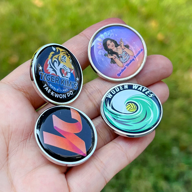 Custom Metal Shoe Charm with Doming Sticker