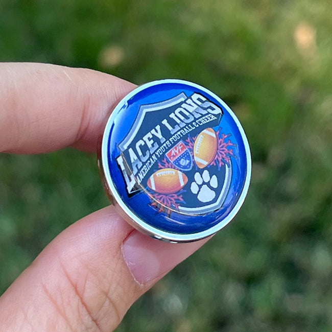 Custom Metal Shoe Charm with Doming Sticker