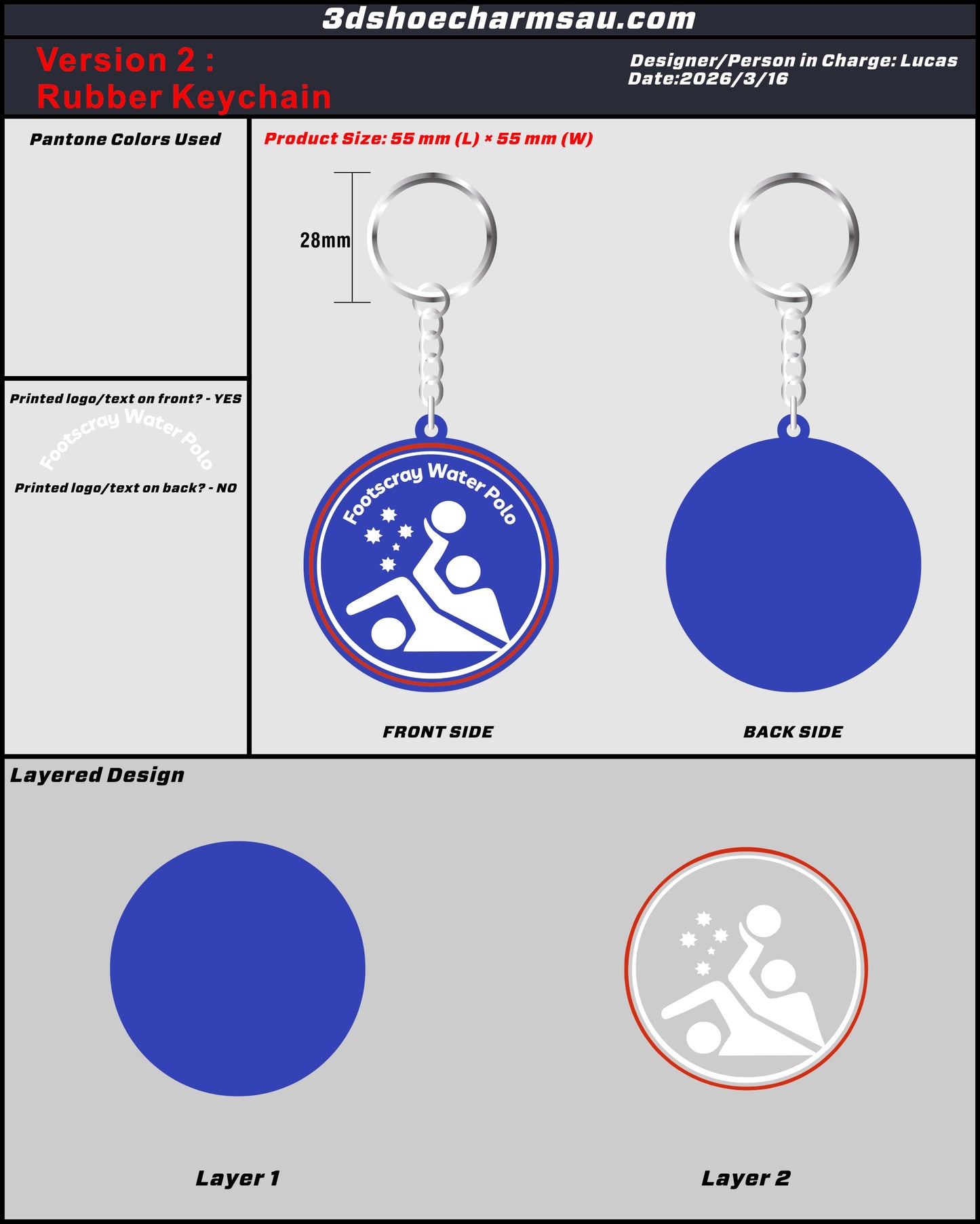 Custom Rubber Keychain additional AUD 20