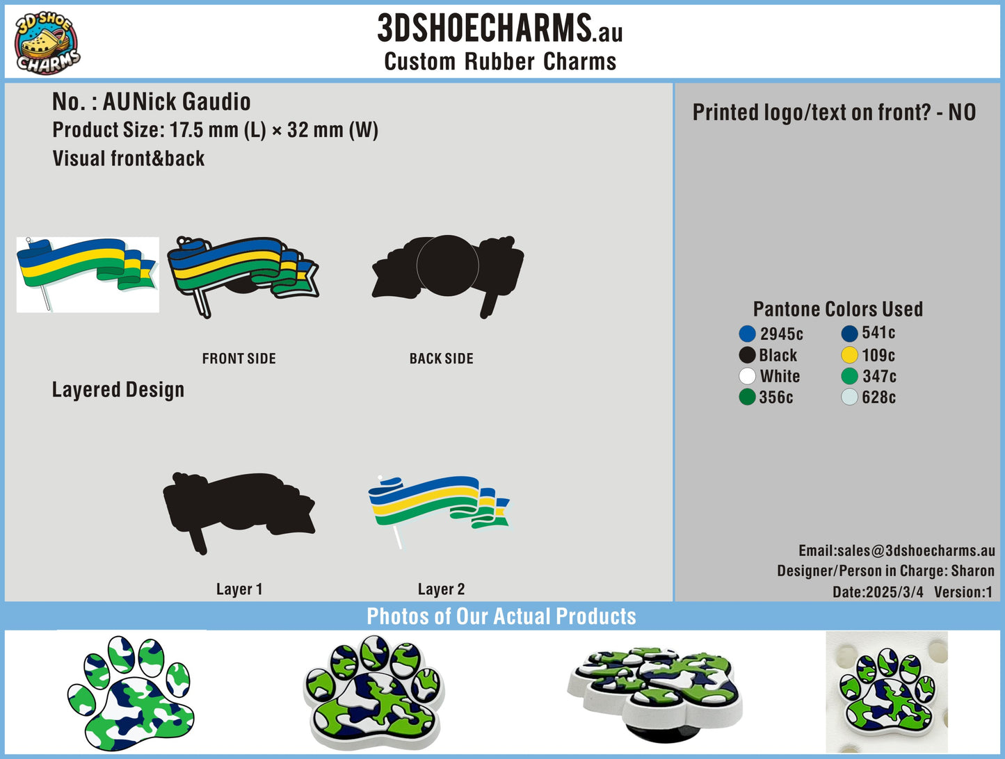 Custom Rubber Clog Charms 03250303CC4Nick