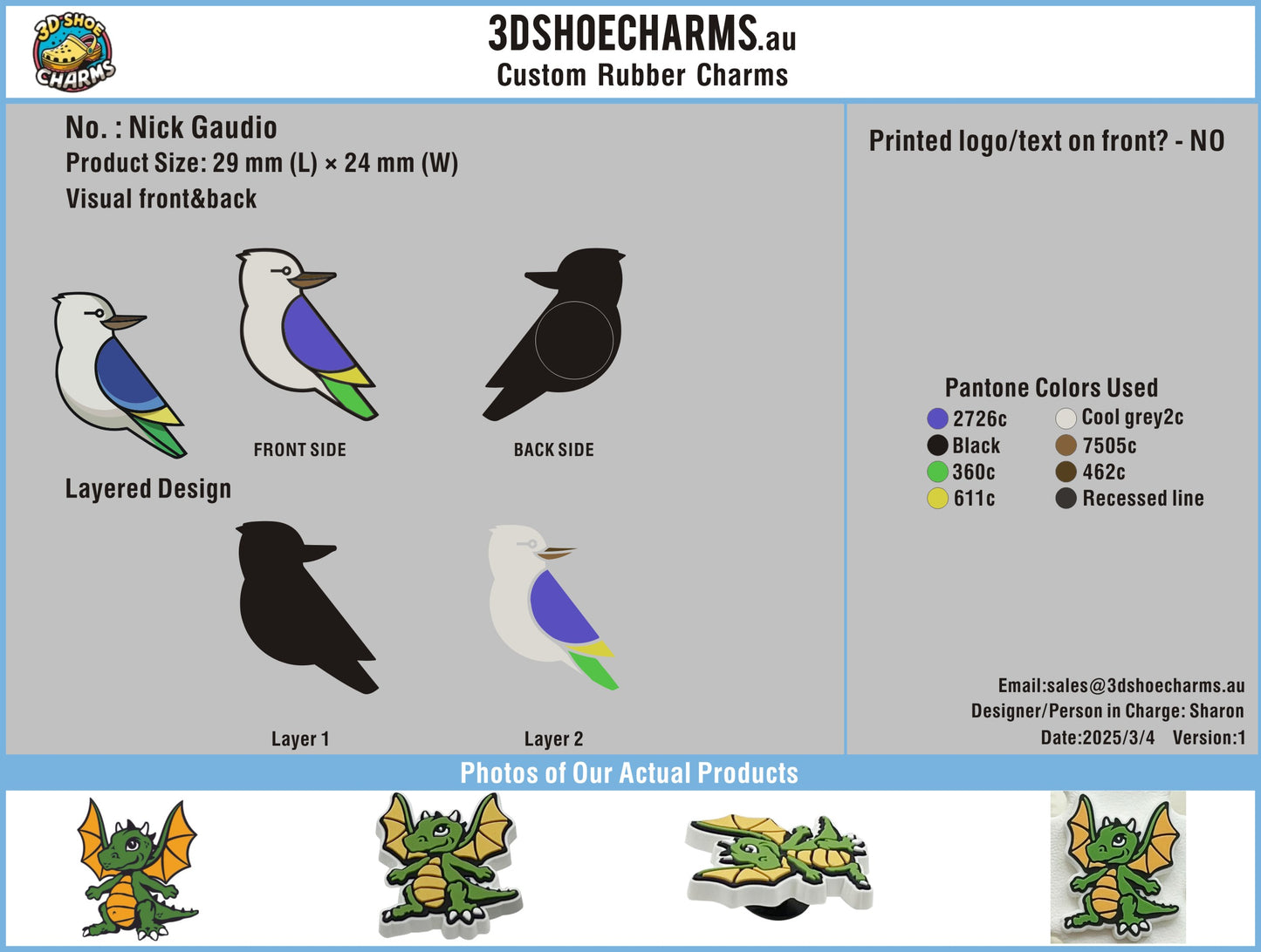 Custom Rubber Clog Charms 03250303CC4Nick
