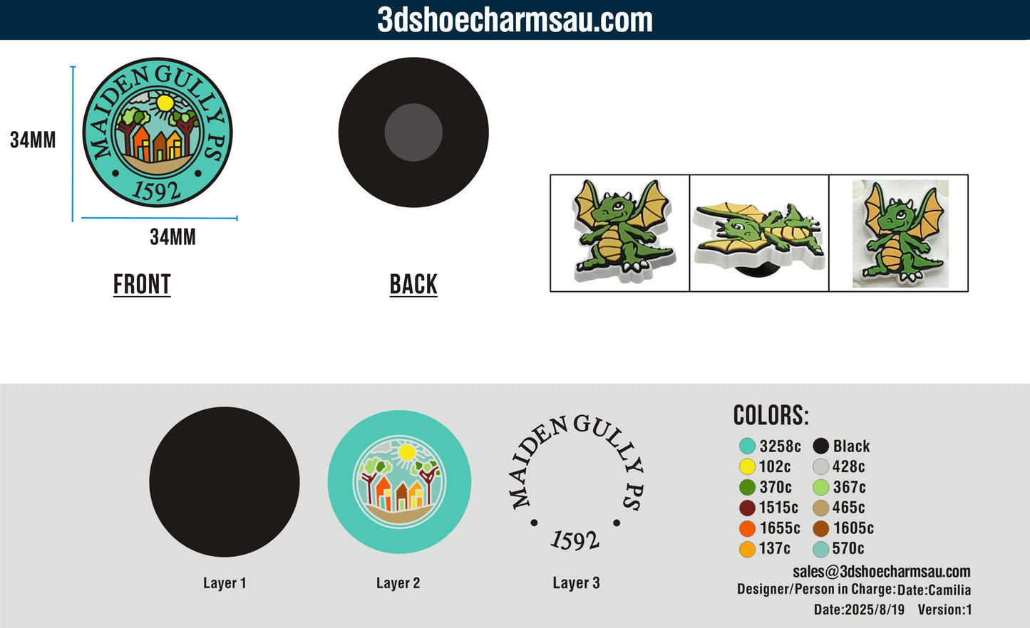 Custom Rubber Clog Charms 15AU250819Jade