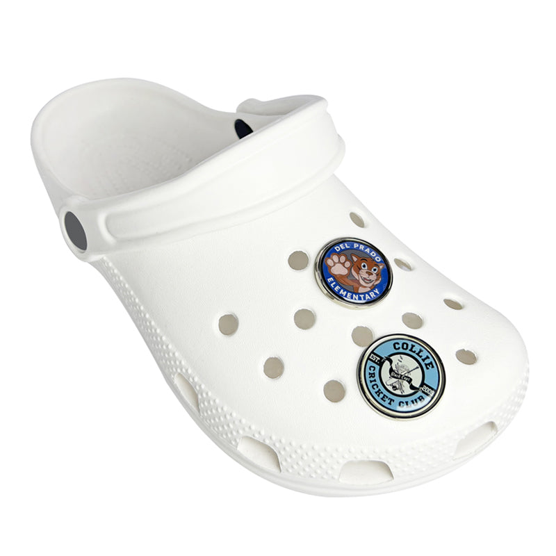 Custom Metal Shoe Charm with Doming Sticker