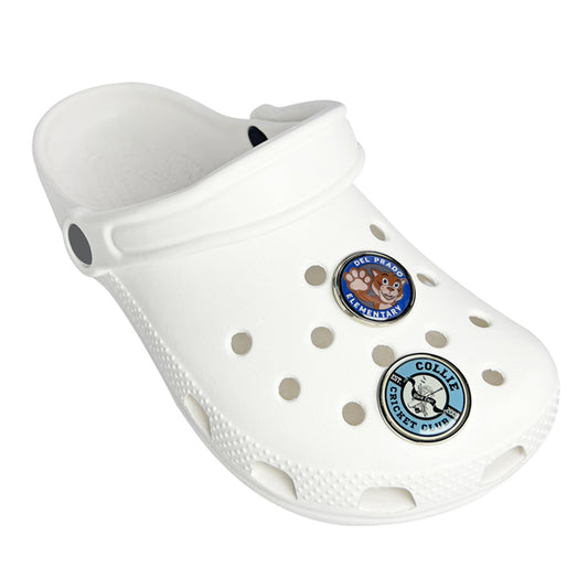 Custom Metal Shoe Charm with Doming Sticker