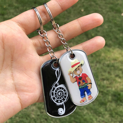 Custom Metal Dog Tag Keychain with Doming